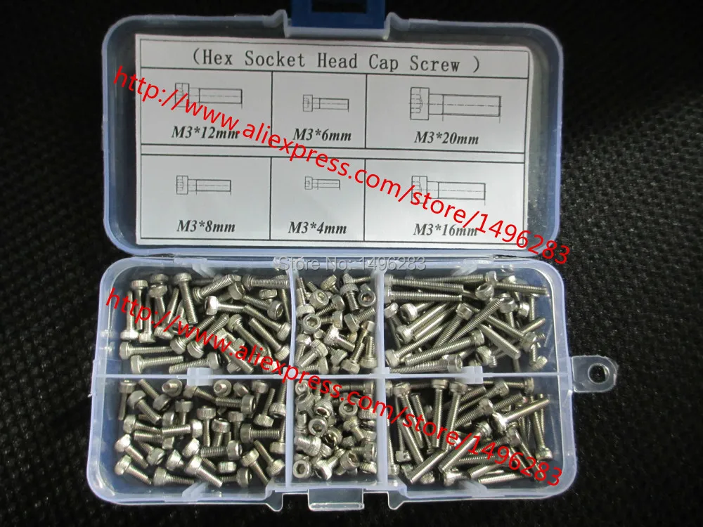 Набор аксессуаров для болтов из нержавеющей стали серии M3X4/6/8/12/16/20 мм 180 шт./компл.