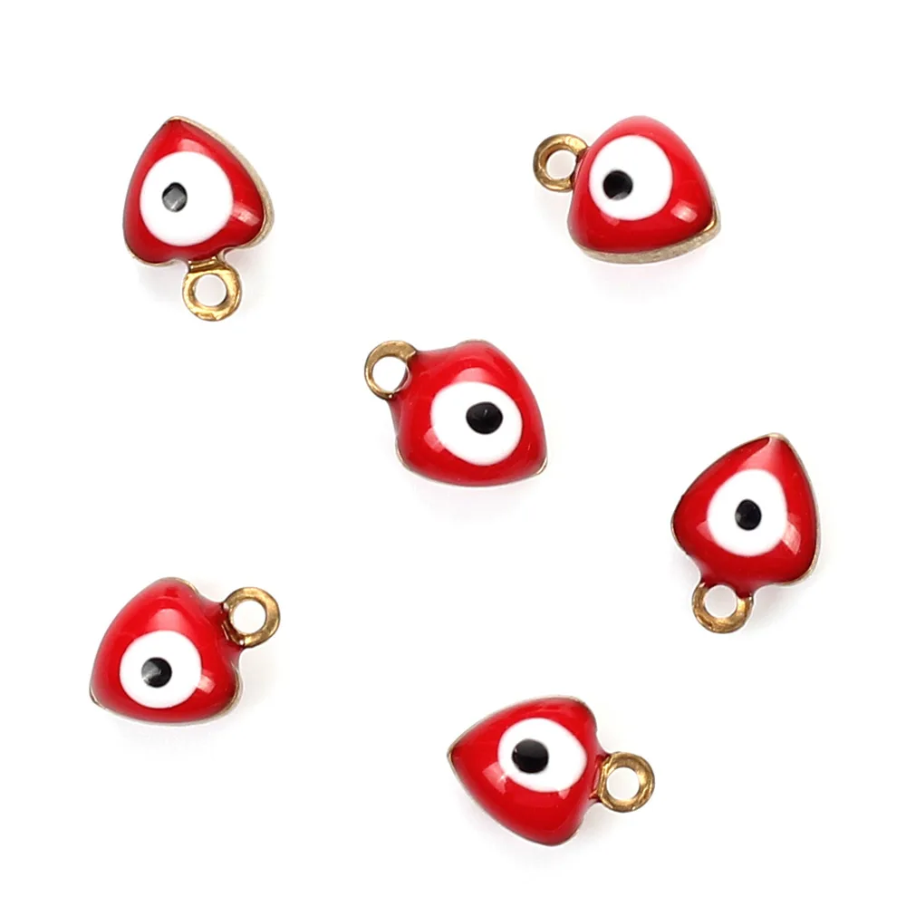 red Lucky Eye 20 шт./лот треугольный бисер, от сглаза Амулеты Браслет с подвесками ювелирные изделия Аксессуары Красочный кулон для ожерелья EY4998 - Окраска металла: red