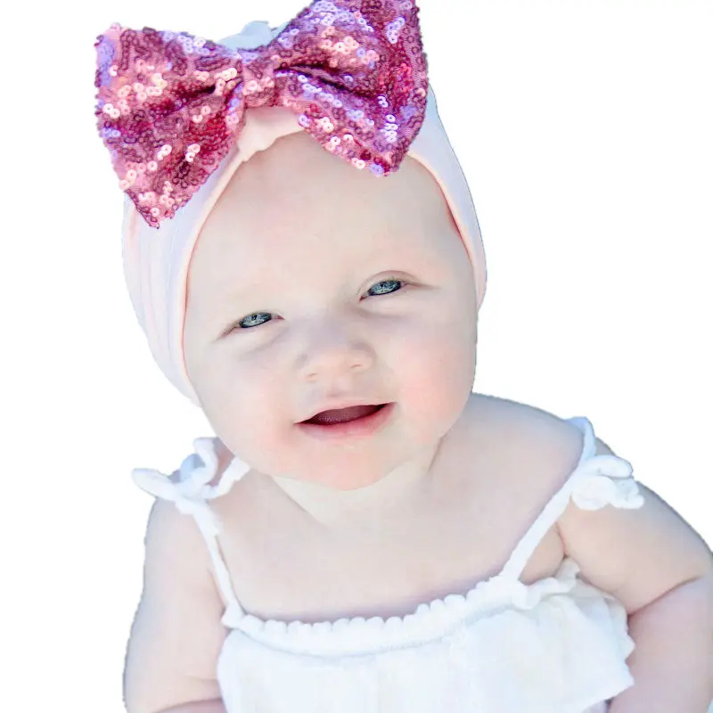 Bnaturalwell Girls turban hat with bow turbans for tots Kids Children Topknot beanie Baby girls shower gift stretchy 1pc H120D |