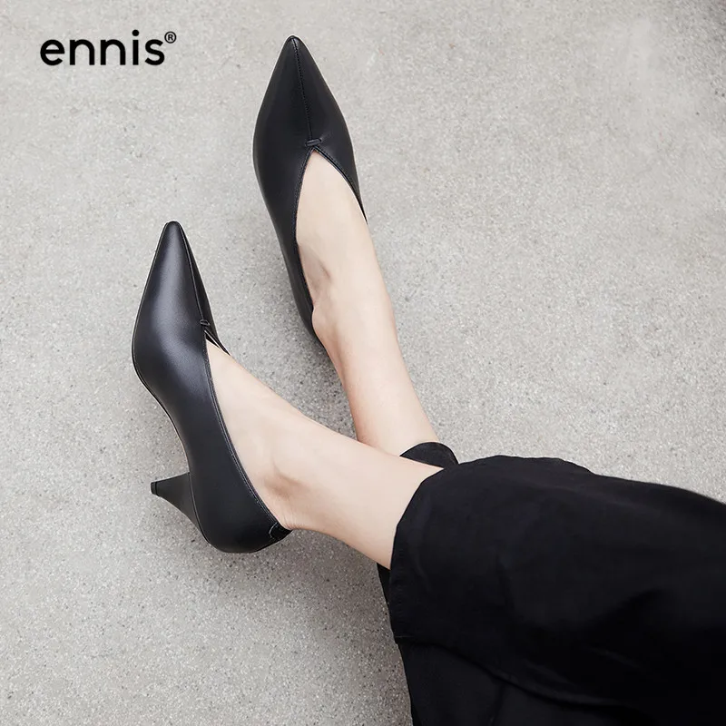 ENNIS/ г., туфли-лодочки на высоком каблуке-шпильке женская обувь Туфли-лодочки из натуральной кожи женские неглубокие повседневные туфли модные демисезонные Туфли на каблуке, P947