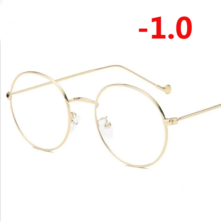 myopia 100 1,0-1,5-2,0-6,0 готовые очки для близорукости унисекс Ультра-светильник металлическая Золотая оправа Очки для близорукости с градусом - Цвет оправы: myopia 100