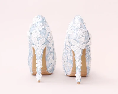 

Bridal Wedding Shoes Pumps Flower High Heel 10-14CM Platform Party Shoes Shallow Round Toe Event Pumps Nightclub Singles Shoes