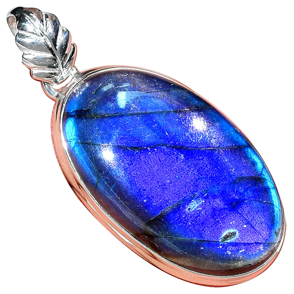 

Nature Blue Fire Labradorite Pendant 925 Sterling Silver, 49.3 mm, AP4034