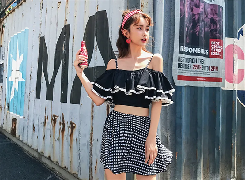 Bandeau Swimwear Women Ruffle Bathing Suit Swim Wear Femme High Waist Swimsuit Ladies Sexy Push Up Beach Dress 3PCS M-XL