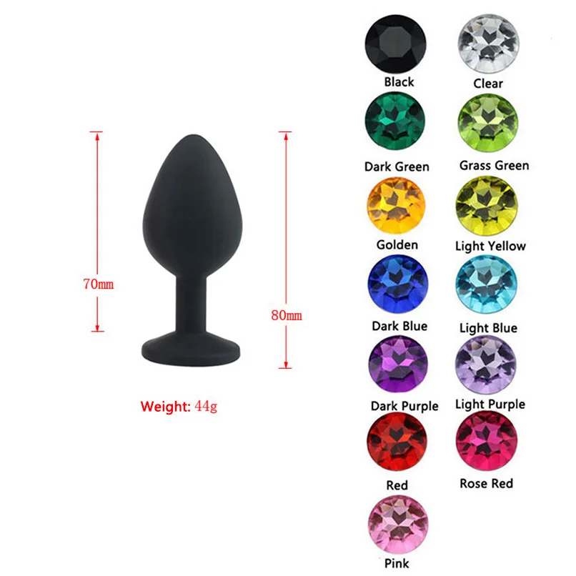 50PCS/lot Medium Size Jeweled Silicone Anal Plug Sex Toy for Women Masturbation Butt Stopper Men Adult Product | Красота и здоровье