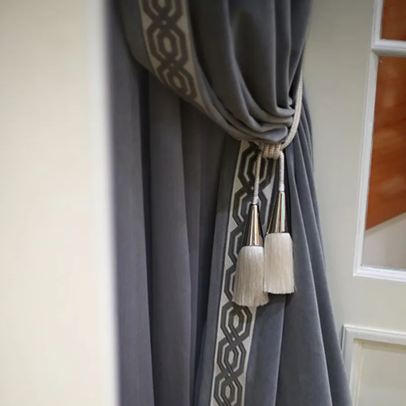 QGVLish 2Pcs Curtain Tiebacks Tassels Fringe Hanging Belt Balls Bind Ropes Brush Straps Clasp Accessories Tieback Decor | Дом и сад