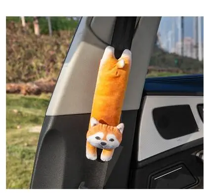 1pair safety belt Автомобильная кошка Huskie собака плюшевое покрытие ремня безопасности подголовник для шеи бумажное полотенце Чехол держатель ткани мягкая игрушка подарок для девочки - Цвет: 1pair safety belt