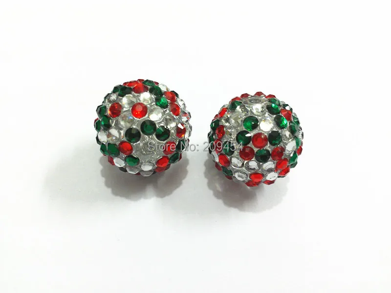 20mm 100pcs/lot Dark Green/Red/Clear Mixed Resin Rhinestone Ball Beads For Christmas Jewelry Design | Украшения и аксессуары