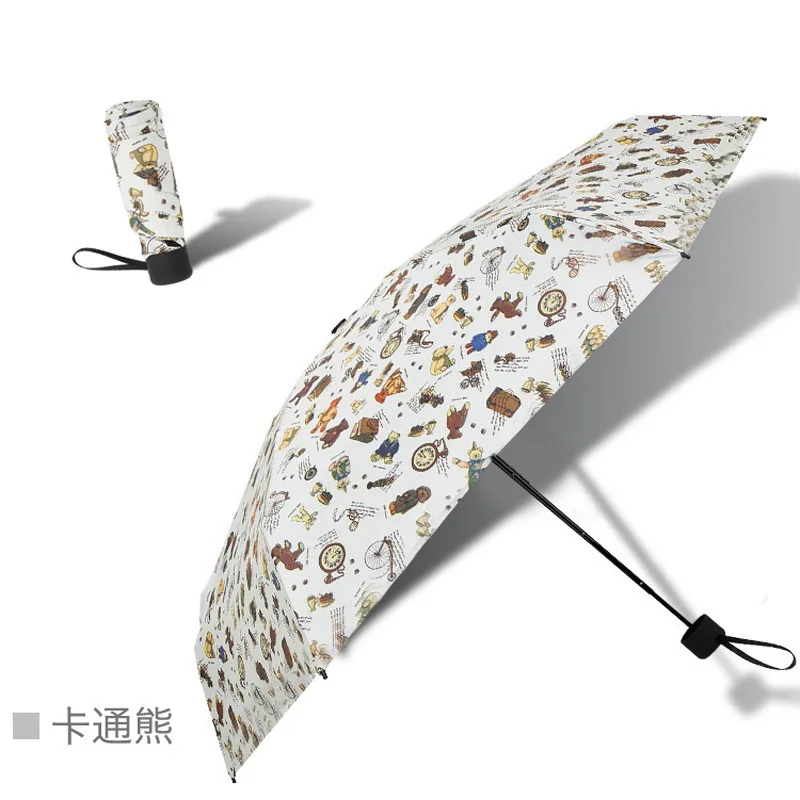 Цветок Мини мультфильм женский зонт складной прозрачный зонтик Солнцезащитный