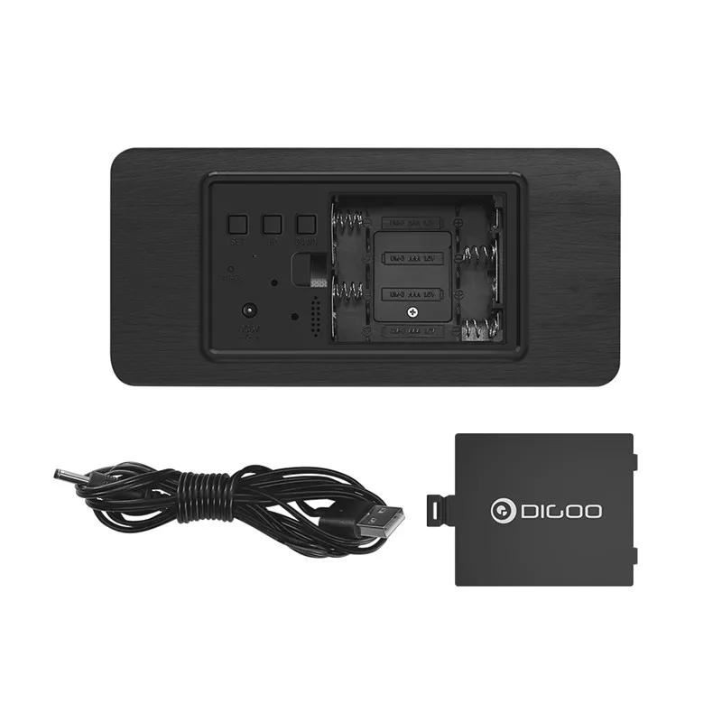 Digoo DG-AC2 AC2 деревянный голосовой контроль светодиодный цифровой будильник датчик температуры настольные часы 3 режима многофункциональный дисплей таймер