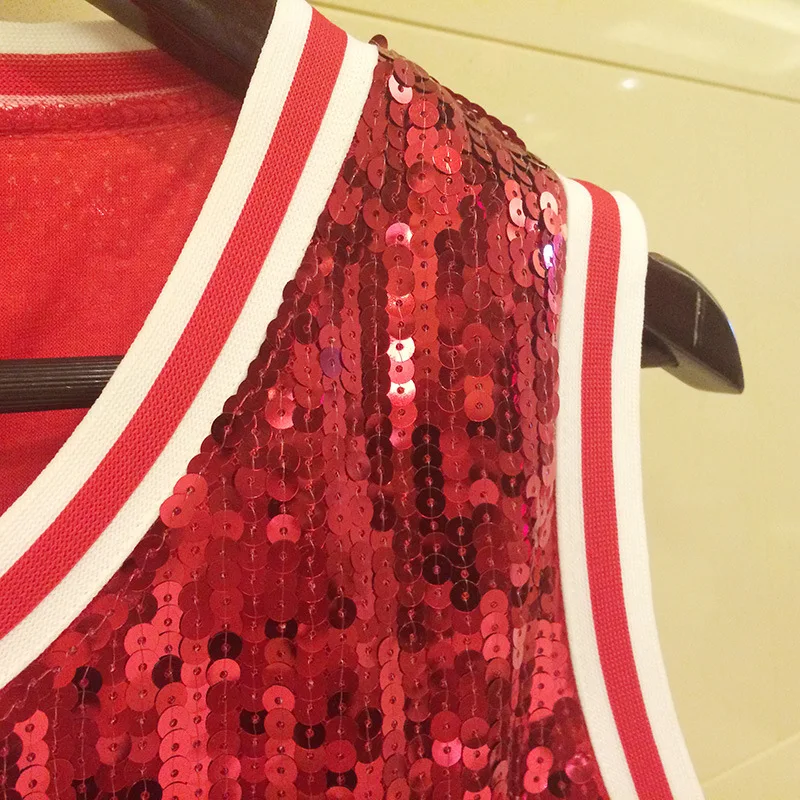 Новинка модная танцевальная одежда с блестками для девушек легкая футболка