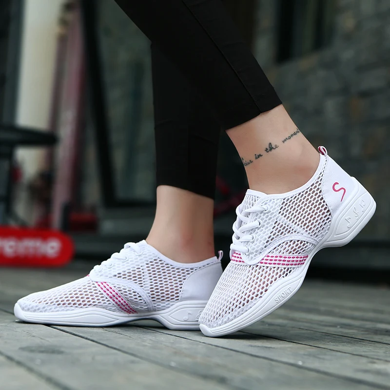 Дамы Обувь для танцев дышащая сетка Танцевальная Студия джаз танец современные