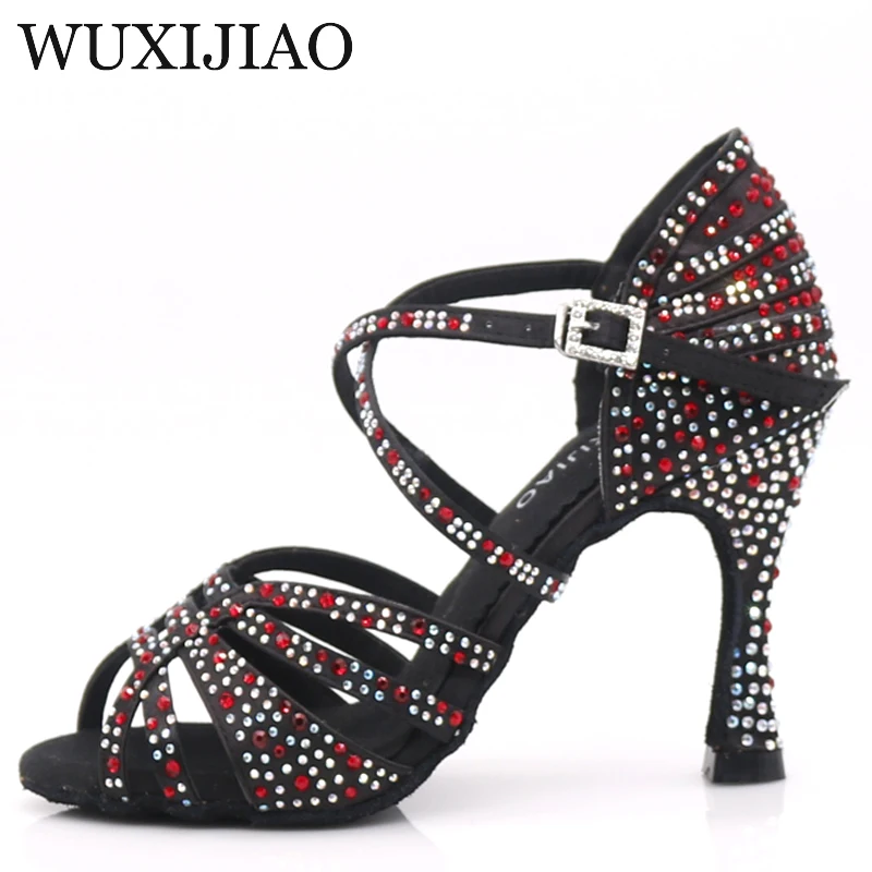 WUXIJIAO/танцевальная обувь для латинских женщин сальса шелковая атласная