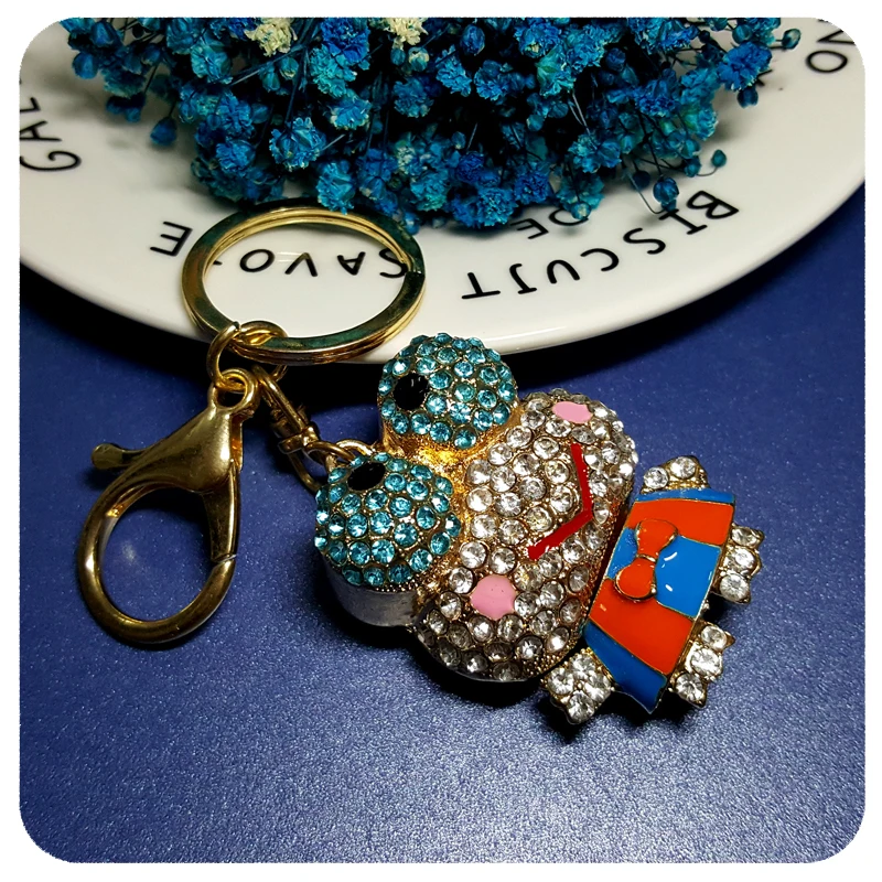 Rhinestone Cute Cartoon Frog Style Handbag Charm Ornament Accessory Fantastic 3D Key Chain Gift | Chains