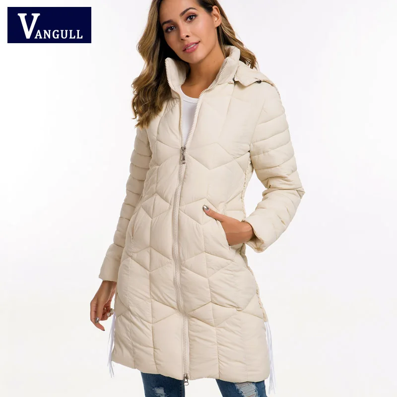 VANGULL, зимняя женская куртка, качество, повседневное, толстое, длинное, с капюшоном, пальто для женщин, черная, Женская парка, casaco, Женская куртка