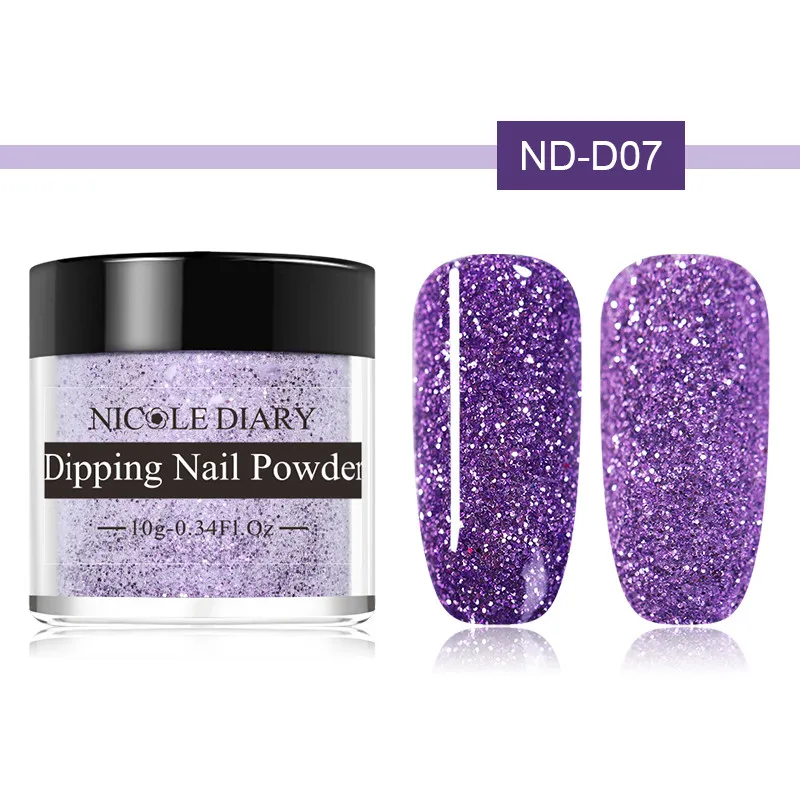 NICOLE Дневник 10 г голографическая погружение ногтей порошок цвет блеск натуральный сухой Маникюр для украшения ногтей - Цвет: ND-D07
