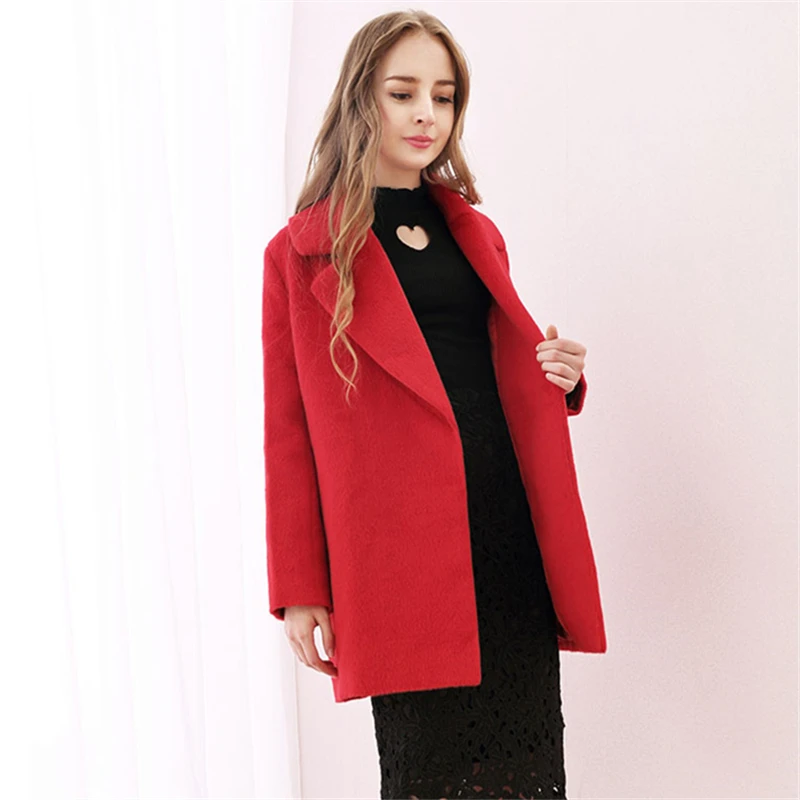 Women Winter H-line Cotton-padded Wool Coat 2019 New Fashion Japanese Sweet Pink Female Thicken Warm Woolen Wadded Jackets | Женская