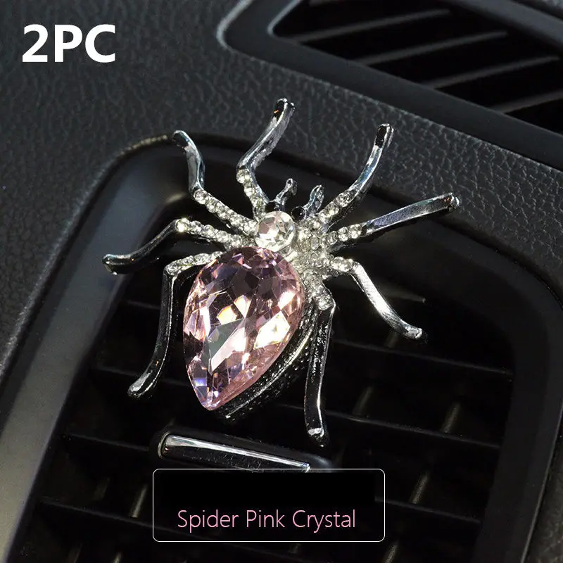 2 шт. Роскошные хрустальные духи в виде паука для автомобиля декоративные зажимы
