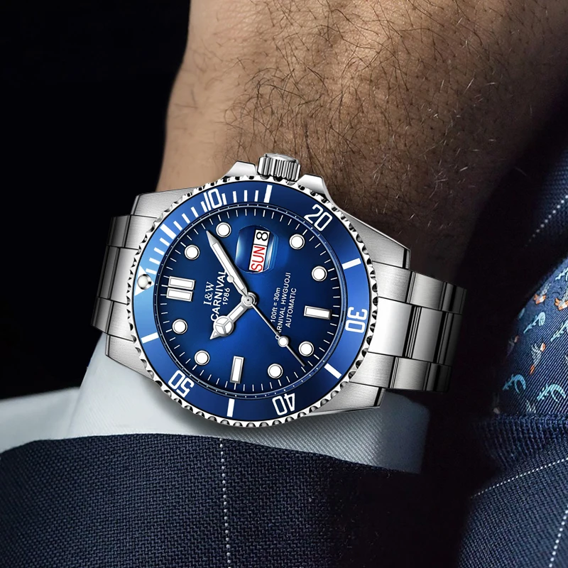 Мужские механические часы с сапфировым стеклом из нержавеющей стали|watch brand|watch