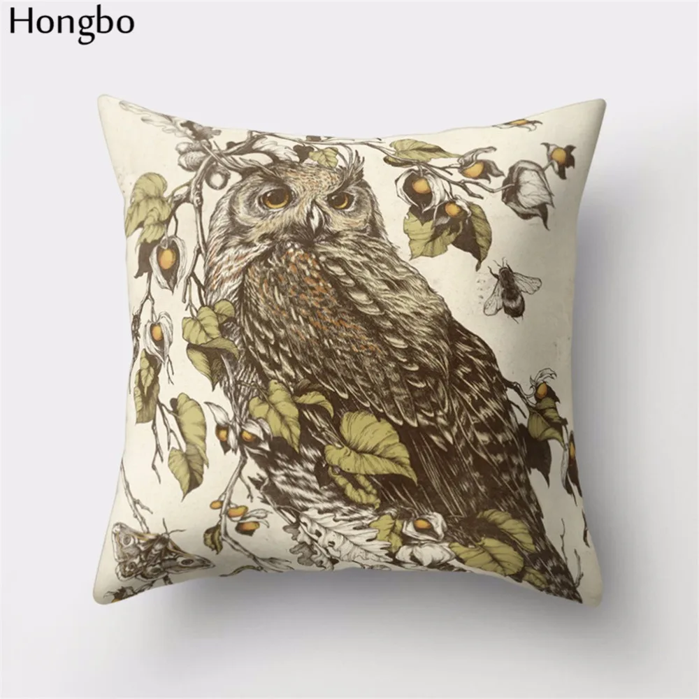 Hongbo 1 шт. мультяшная наволочка с совами, полиэстер, подарок на день Святого Валентина, кресло, талия, квадратная наволочка, чехол
