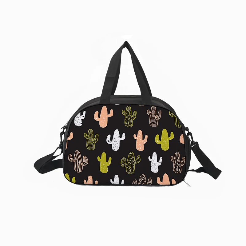 

Customized canvas travel multi-function fitness bag printing cactus photoes waterproof large capacity luggage bag day touring
