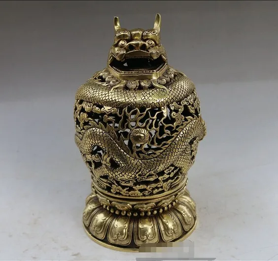 YM 309 антикварные бронзовые античные украшения резной дракон | Отзывы и видеообзор
