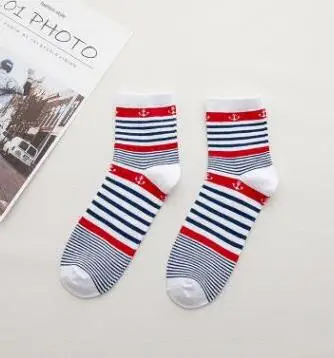 1 Модные весенние мужские дышащие хлопковые носки морской якорь стильные носки уютные счастливые носки черные мужские sox Calcetines Meias - Цвет: 1