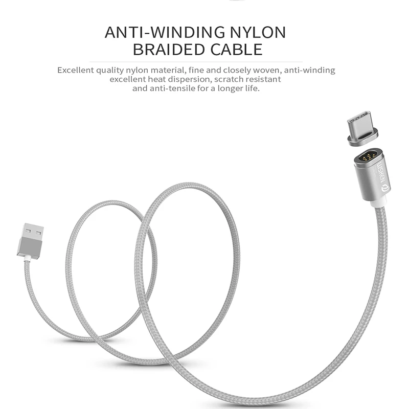 Магнитный зарядный кабель WSKEN Mini 2 usb type C Micro USB для быстрой зарядки samsung galaxy S9 S8 huawei для iPhone USB-C