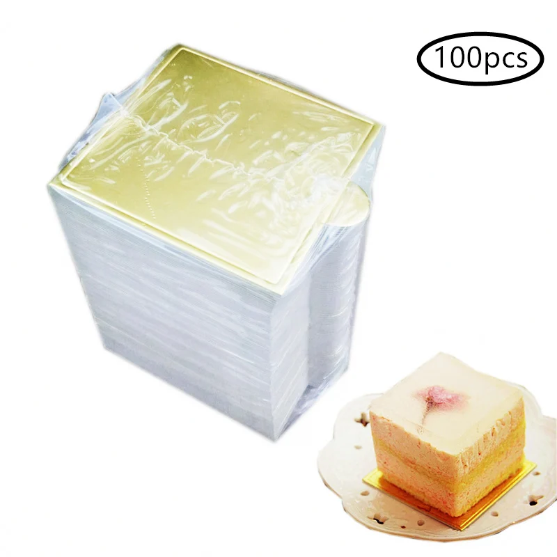 100 шт./компл. квадратные муссовые доски для тортов золотые бумажные украшения