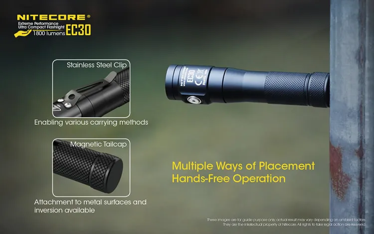 NITECORE 1800 LMs светодиодный фонарик EC30+ IMR18650 батарея Водонепроницаемый Открытый Кемпинг Рыбалка Поиск яркость портативный фонарь