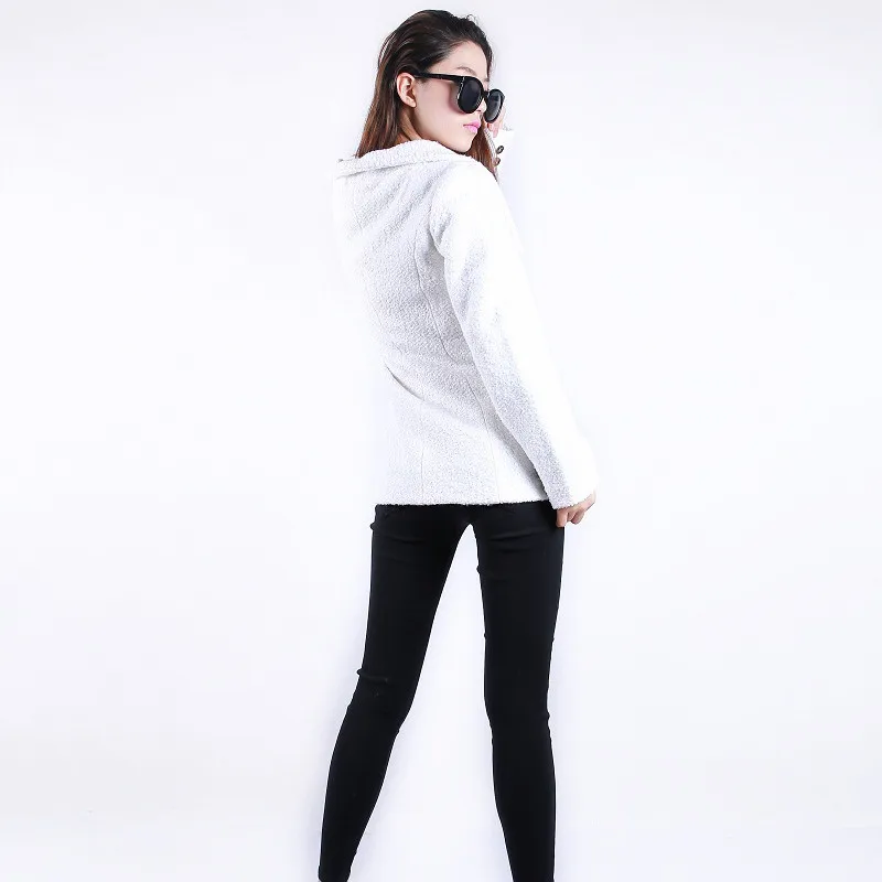 HongMiao 2018 зимнее пальто женское повседневное тонкое белое шерстяное