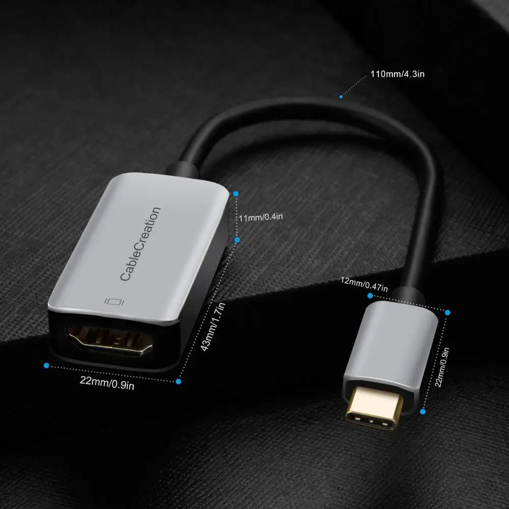 USB C к HDMI(4K@ 60 Гц), кабель type-C(Thunderbolt 3 совместимый) к HDMI адаптер, совместимый с MacBook Pro /