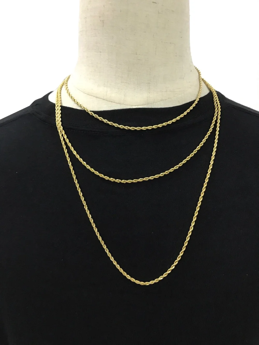 Hip Hop Stainless steel Rapper's 3mm 20/24/30&quot Rope Chain Mens Gold silver color Filled Chains Necklace | Украшения и