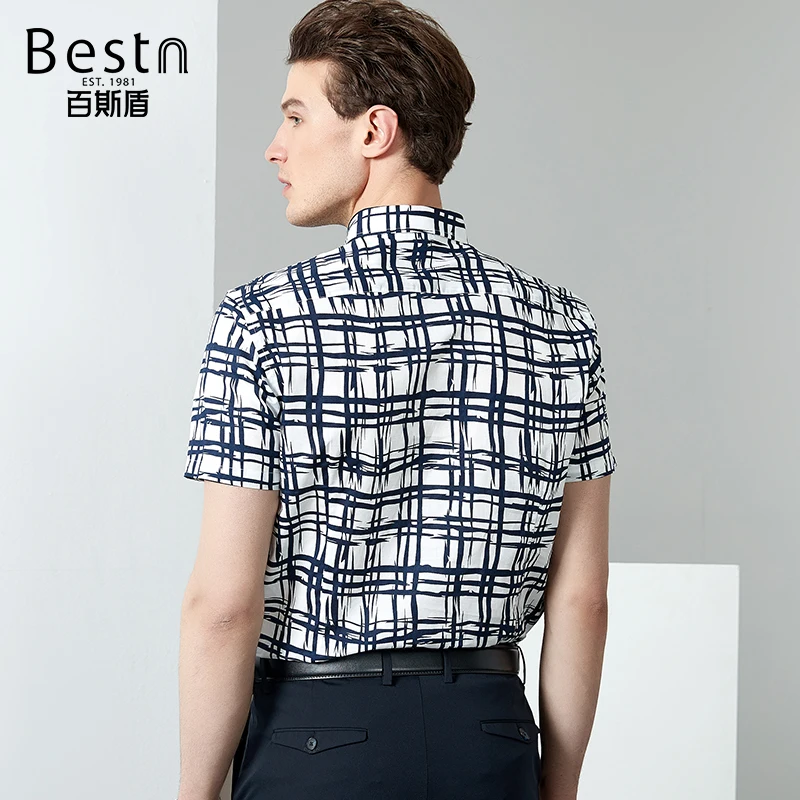 Bestn 2019 Весна Лето Костюм homme деловая Повседневная из хлопка плед однобортный