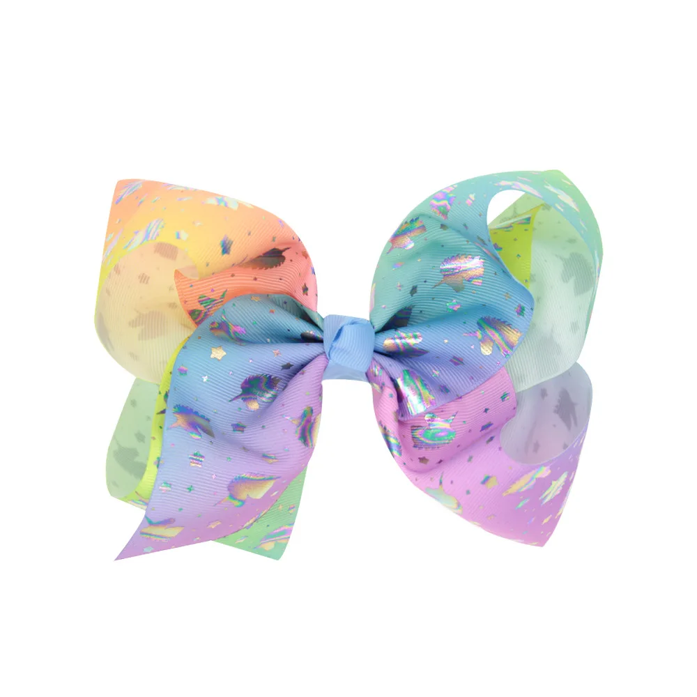 

13pcs/lot Large Bow Hair Clip Unicorn Heart JOJO Gilding Ribbon Hair Bows Clips Children Girls Headwear Hair Accessories
