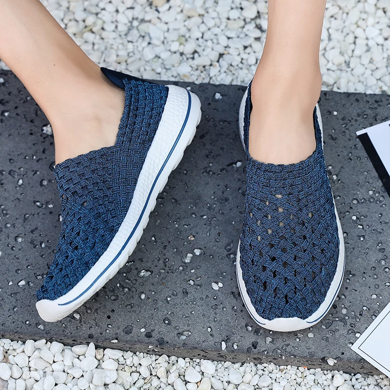 Летняя тканая обувь Мужские кроссовки Дышащие повседневные Лоферы ручной работы