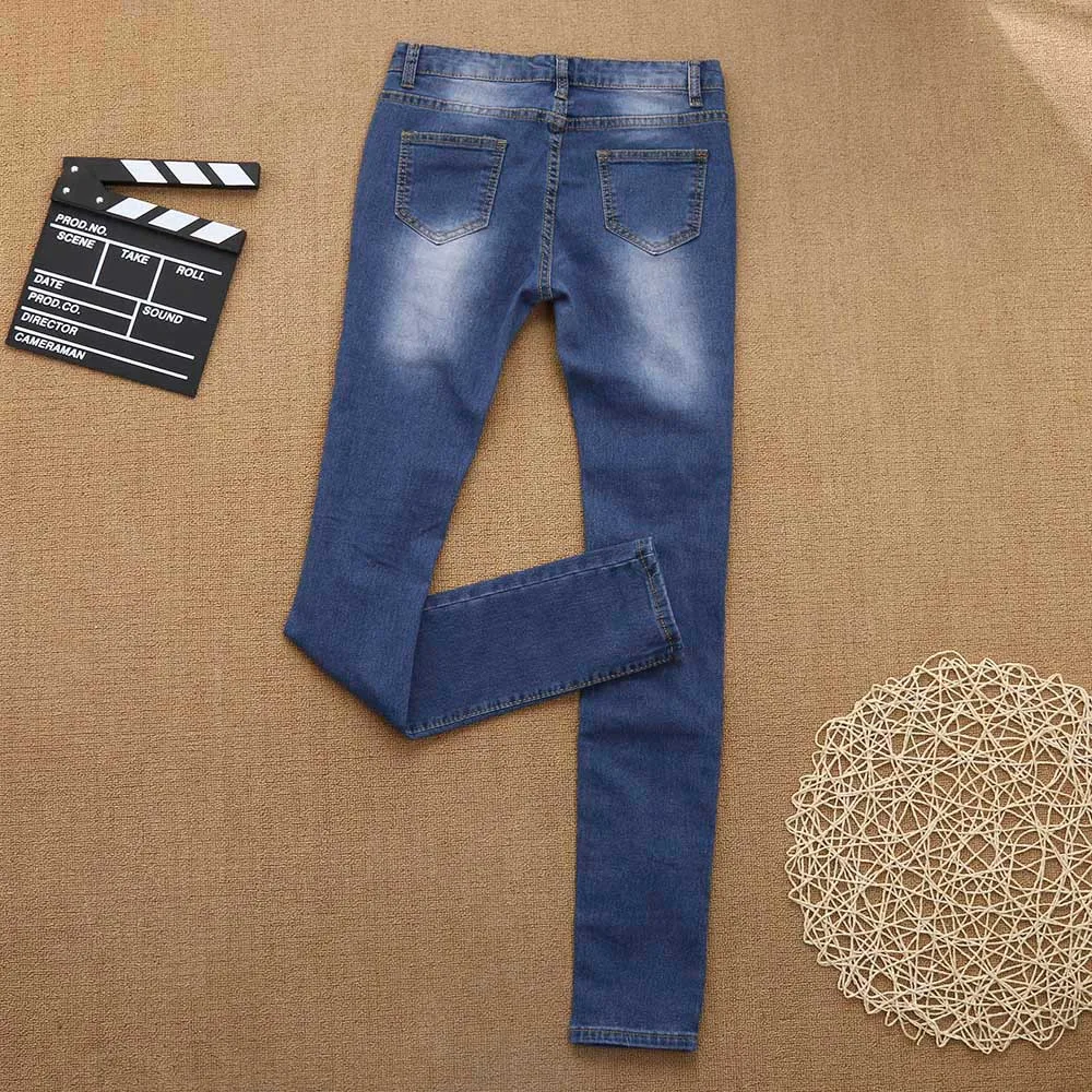

Women Skinny Ripped Holes Jeans Pants High Waist Stretch Slim Pencil Trousers Jeans Women