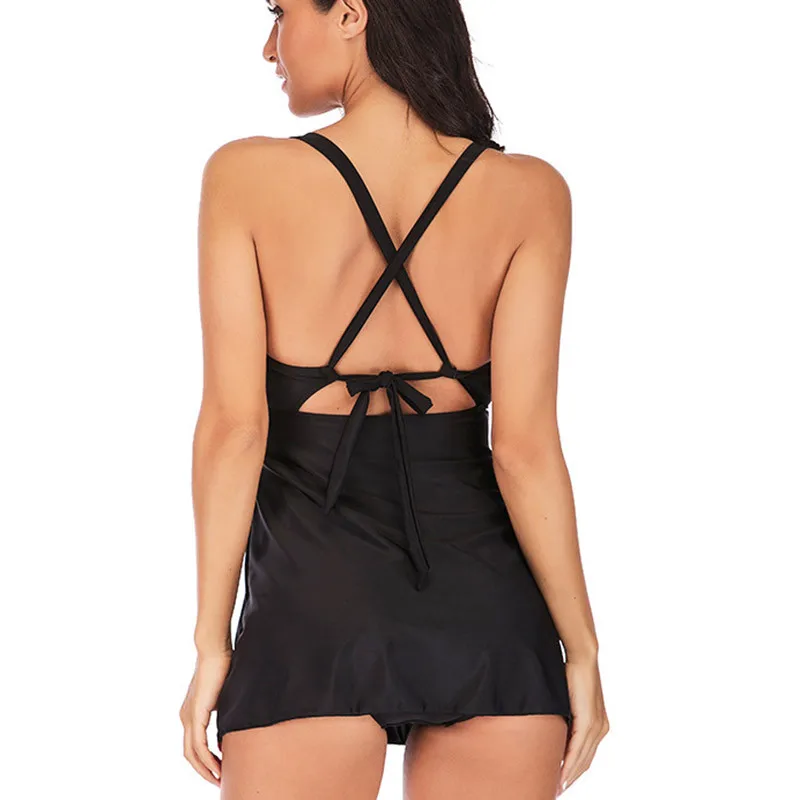 2019 New Plus Size Tankini set Women Swimwear Two Piece Print Halter Push Up Swimsuit Padded Swimming Dress Bathing Suit S--5XL | Спорт и