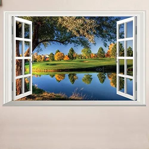 Полноцветная 3D фотообои с высокой четкостью леса реки отражения природы