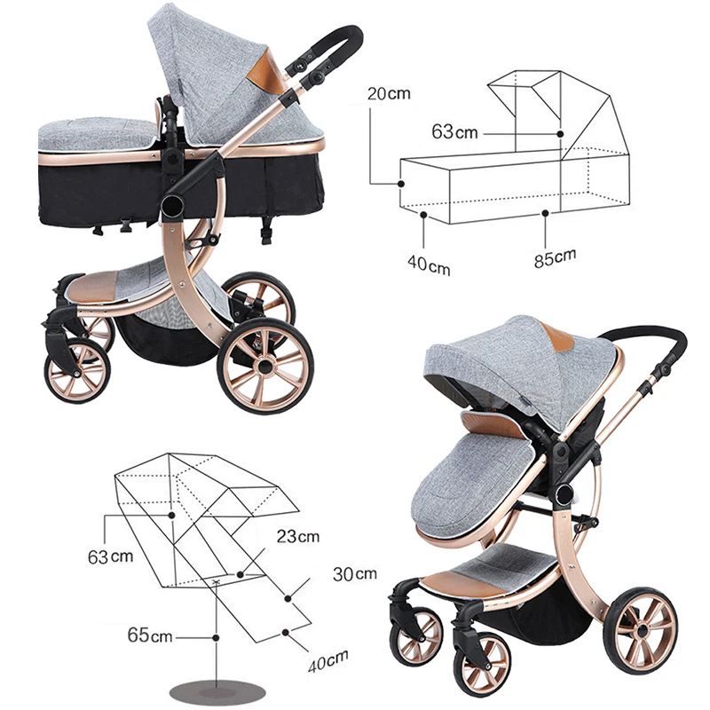 IMBABY Luxury 2 в 1 детская коляска с высоким ландшафтом для новорожденного складной