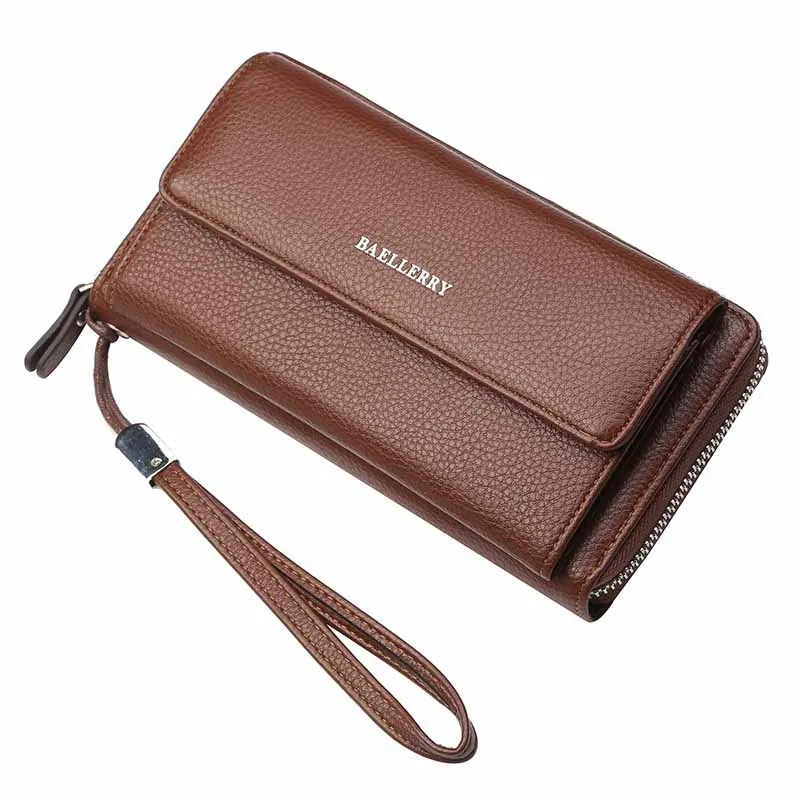 New PU Hot Sale Brand Men's Wallet Large Capacity Coin Purse Long Zipper Business Mobile Phone Credit Card Storage Bag | Багаж и сумки