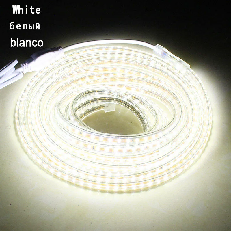 LAIMAIK SMD3014 светодиодная лента AC 220в 120 светодиодный/м гирлянды ленты IP67 Водонепроницаемый светодиодный свет Газа+ ЕС Подключите открытый светодиодный полосы света - Испускаемый цвет: Cold White