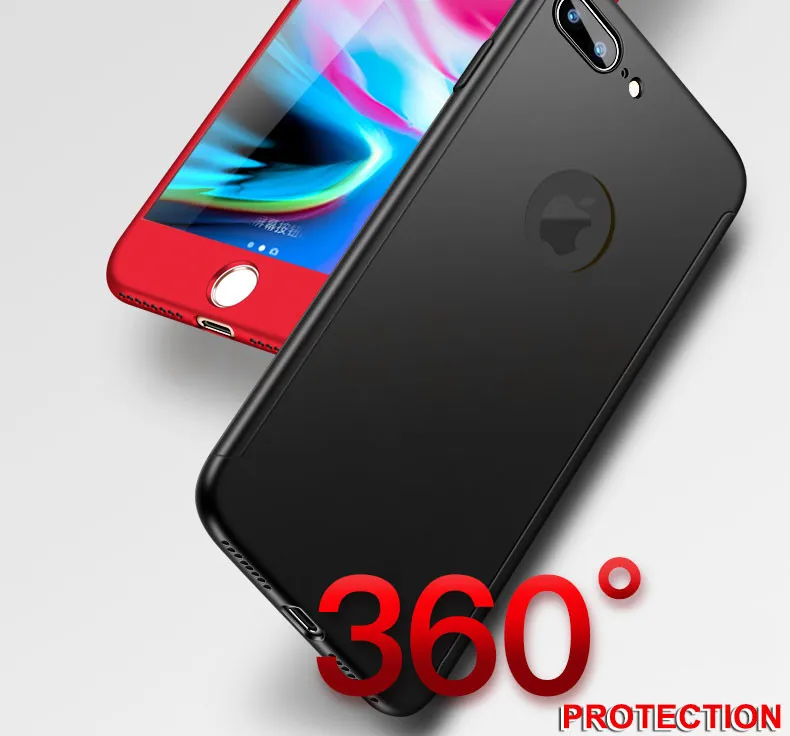 

Luxury 360 Full Protection Phone Case For iPhone XS MAX XR X Coque Case For iPhone 6 6s 7 8 Plus Case 5 5S SE Cover Glass
