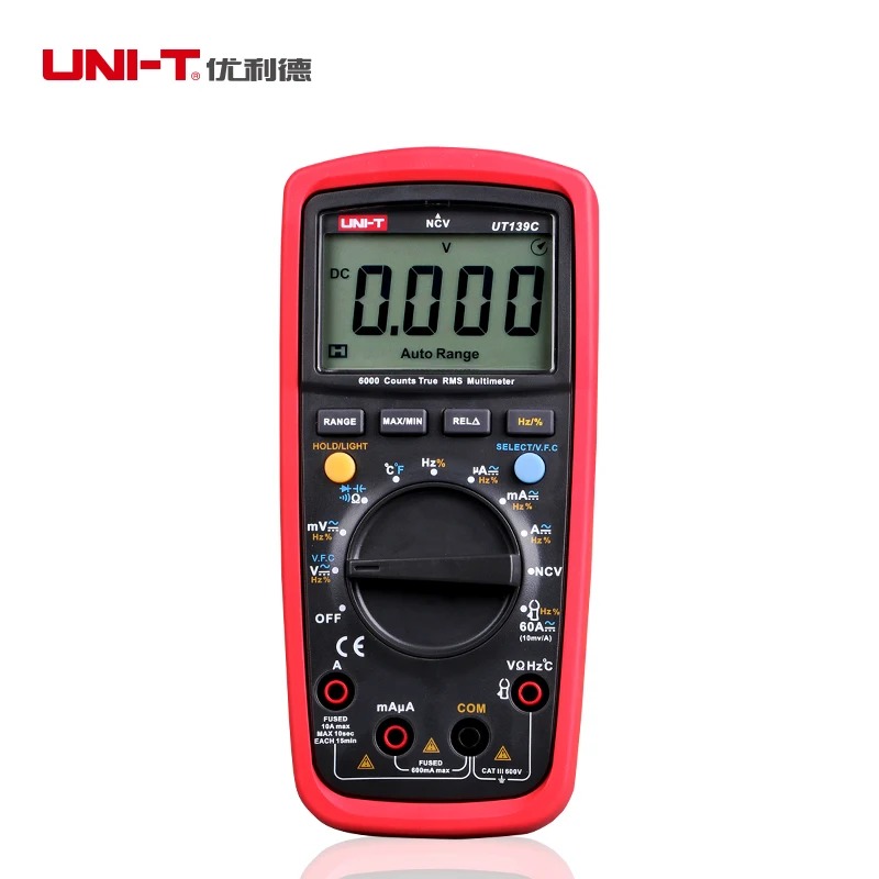 UNI-T Digital Multimeter UT139C Auto Range True RMS Meter Capacitor Tester Handheld 6000 Count Voltmeter Temperature