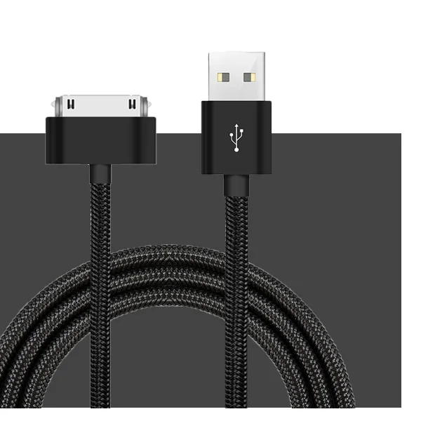 SUPTEC 2 м 3 м USB кабель для iPhone 4 4S 2,4 А нейлоновый Плетеный 30 Pin кабель для быстрой зарядки и передачи данных для iPad 1 2 3 iPod Nano шнур - Цвет: Black