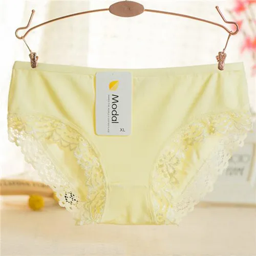 Yellow Новое поступление, Новое поступление, Модальные, средняя посадка, эластичные, яркие цвета, женские кружевные трусы, нижнее белье, женские трусы, трусики, трусики, XL аксессуар - Цвет: Yellow