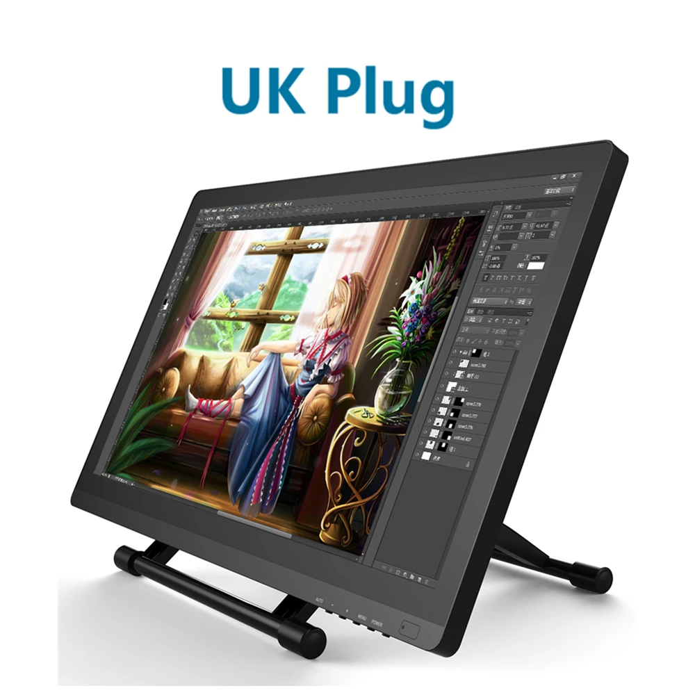 UK Plug VEIKK VK2150 21,5 Дюймов графический планшет графический монитор цифровой планшет Full HD сенсорная ручка планшет монитор с 8192 уровнями - Цвет: UK Plug