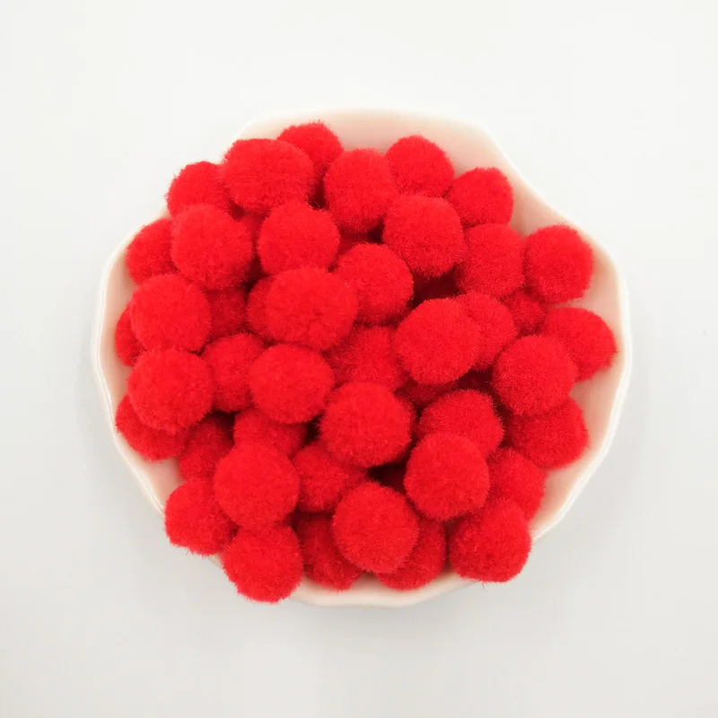 Red 100 шт./пакет 10/15/20/25 мм Мини пышная Нижняя Pom Poms помпонами ручной работы для детей игрушки свадебный Декор DIY товары для шитья и рукоделия - Цвет: Red
