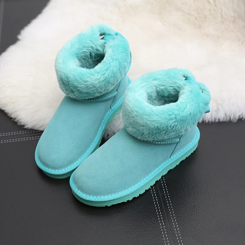 Lake Green Careaymade-корейские зимние ботинки с бантиком г. Новые женские короткие студенческие ботинки с милыми булочками ботинки и обувь из хлопка - Цвет: Lake Green