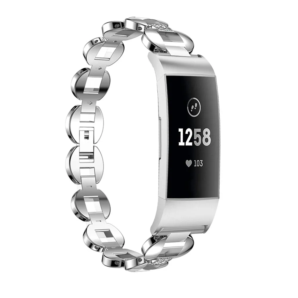 Умные умные часы ремешок Smartband mi band Link металлические браслеты Замена регулируемые ремешки кристалл для Fitbit Charge 3